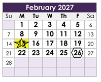 District School Academic Calendar for Granada High for February 2027