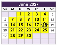 District School Academic Calendar for Granada High for June 2027