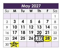 District School Academic Calendar for Granada High for May 2027