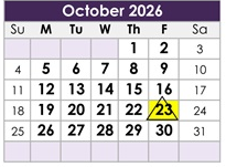 District School Academic Calendar for Granada High for October 2026