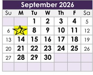 District School Academic Calendar for Granada High for September 2026