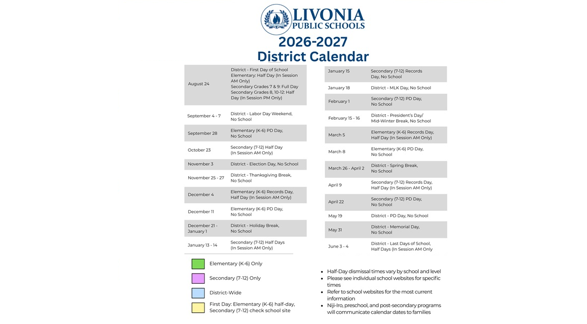 District School Academic Calendar Key for Hayes Elementary School