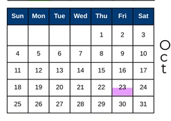 District School Academic Calendar for Hayes Elementary School for October 2026