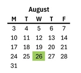 District School Academic Calendar for Lodi Usd Alternative Center for August 2026