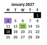 District School Academic Calendar for Lodi Usd Alternative Center for January 2027