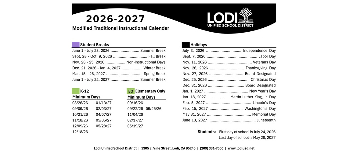 District School Academic Calendar Key for Lodi Usd Alternative Center