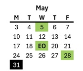 District School Academic Calendar for Lodi Usd Alternative Center for May 2027