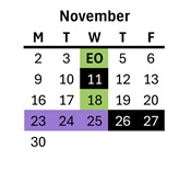 District School Academic Calendar for Lodi Usd Alternative Center for November 2026