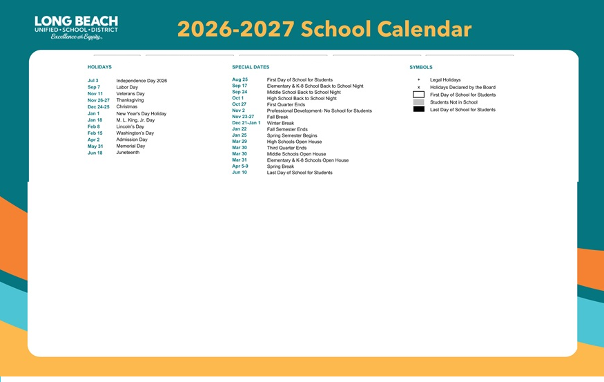 District School Academic Calendar Key for Avalon (k-12)