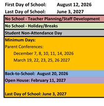 District School Academic Calendar Legend for Los Alamitos Elementary