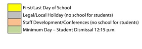 District School Academic Calendar Legend for Almond Elementary