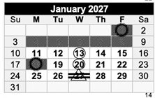 District School Academic Calendar for Los Banos High for January 2027