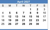 District School Academic Calendar for Chamisa Elementary for April 2027