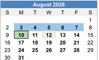 District School Academic Calendar for Chamisa Elementary for August 2026