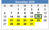 District School Academic Calendar for Chamisa Elementary for December 2026