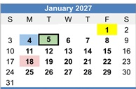 District School Academic Calendar for Chamisa Elementary for January 2027