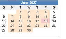 District School Academic Calendar for Chamisa Elementary for June 2027