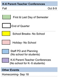 District School Academic Calendar Legend for Chamisa Elementary