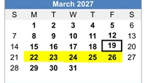 District School Academic Calendar for Chamisa Elementary for March 2027
