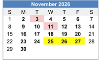 District School Academic Calendar for Chamisa Elementary for November 2026