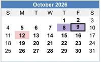 District School Academic Calendar for Chamisa Elementary for October 2026
