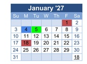 District School Academic Calendar for Peralta Elementary for January 2027