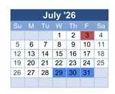 District School Academic Calendar for Peralta Elementary for July 2026