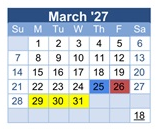 District School Academic Calendar for Peralta Elementary for March 2027