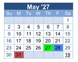 District School Academic Calendar for Peralta Elementary for May 2027