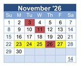 District School Academic Calendar for Peralta Elementary for November 2026