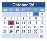 District School Academic Calendar for Peralta Elementary for October 2026