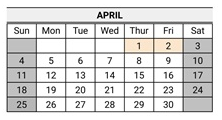 District School Academic Calendar for Lange (dorothea) Elementary for April 2027