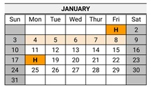 District School Academic Calendar for Lange (dorothea) Elementary for January 2027