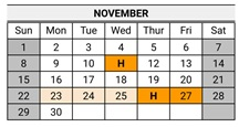 District School Academic Calendar for Lange (dorothea) Elementary for November 2026