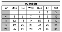District School Academic Calendar for Lange (dorothea) Elementary for October 2026