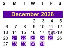 District School Academic Calendar for Coston Elementary School for December 2026