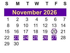 District School Academic Calendar for Coston Elementary School for November 2026