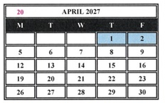 District School Academic Calendar for Helen Keller Elementary for April 2027