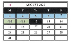 District School Academic Calendar for Helen Keller Elementary for August 2026