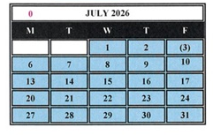 District School Academic Calendar for Helen Keller Elementary for July 2026