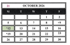 District School Academic Calendar for Helen Keller Elementary for October 2026