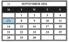 District School Academic Calendar for Helen Keller Elementary for September 2026