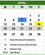 District School Academic Calendar for Edna Libby Elementary School for April 2027