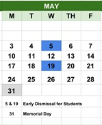 District School Academic Calendar for Edna Libby Elementary School for May 2027