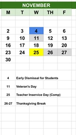 District School Academic Calendar for Edna Libby Elementary School for November 2026