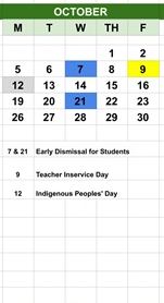 District School Academic Calendar for Edna Libby Elementary School for October 2026