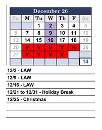 District School Academic Calendar for Weld Elementary School for December 2026