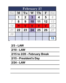 District School Academic Calendar for Weld Elementary School for February 2027