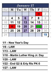 District School Academic Calendar for Weld Elementary School for January 2027