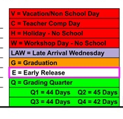 District School Academic Calendar Legend for Weld Elementary School